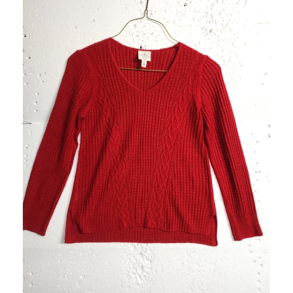 St Johns Bay Sweater Women Medium Long Sleeve V Neck Pull Over Winter